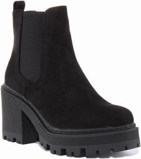 All-terrain Performance Womens Chunky Sole Chelsea In Black Suede