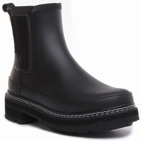 Outdoor Fun Boots Waterproof Comfort Hunter Refined Stitch Chelsea In Black For Women