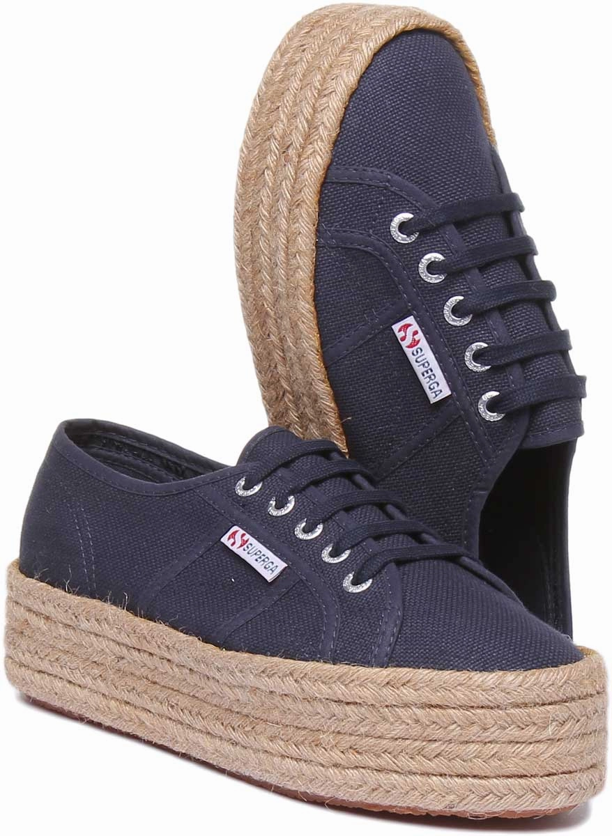 Travel Ease Superga 2790 Cotropew Espradrille Flatform In Navy