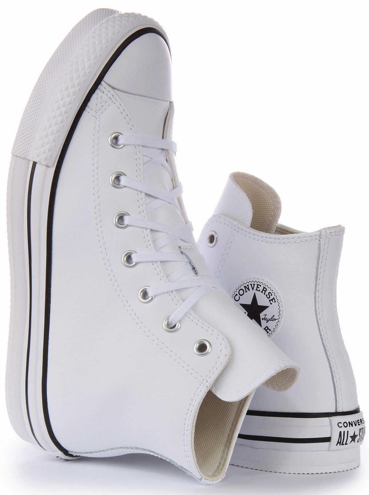 Trend Edge Converse All Star Lift A02486C In White Leather For Junior