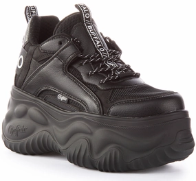 Buffalo Blader Matcha In Black For Women Lace Up School Pace