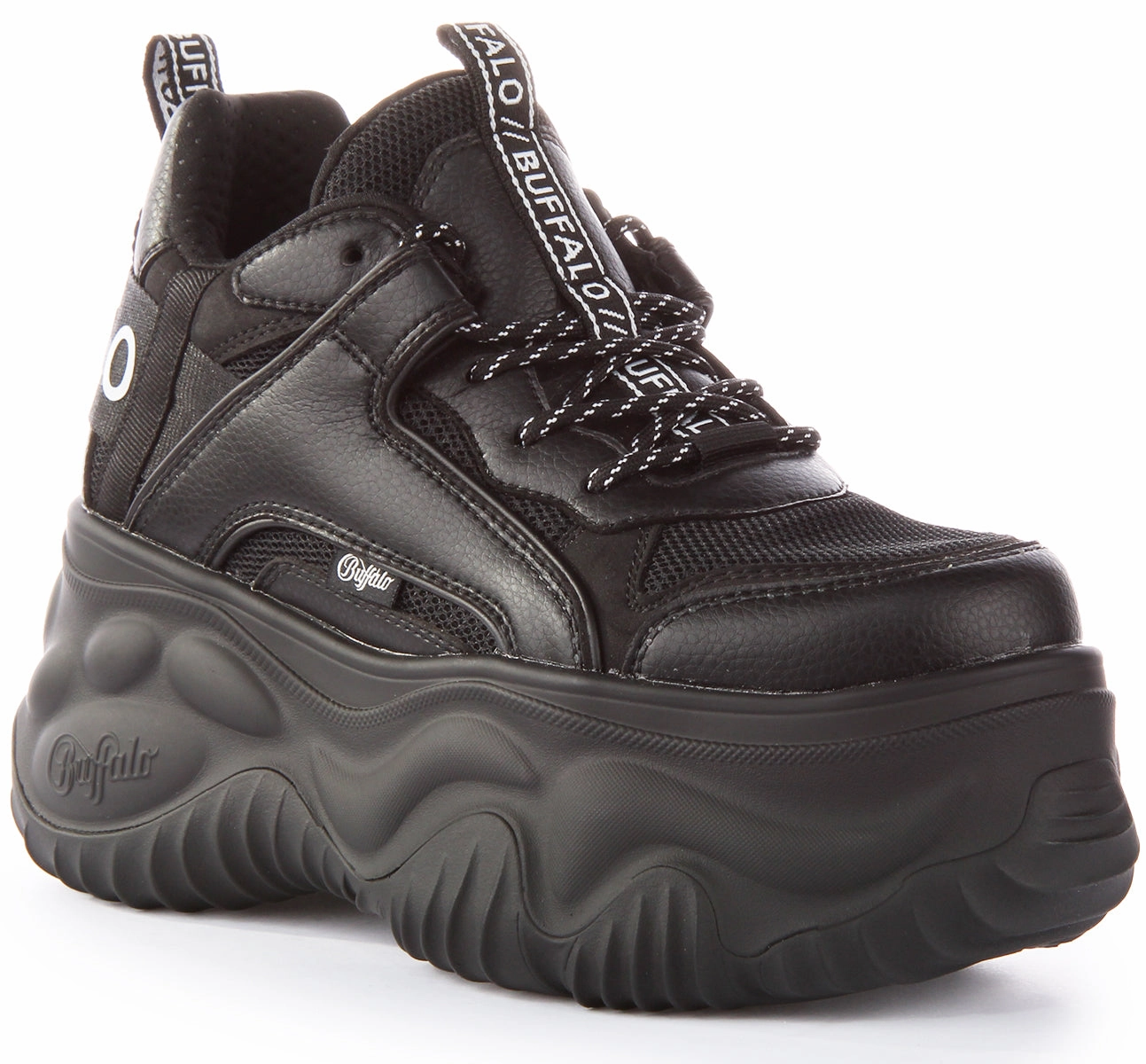 Buffalo Blader Matcha In Black For Women Lace Up School Pace