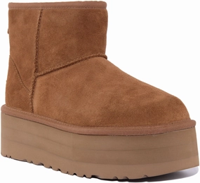 Ugg Australia Classic Mini Platform In Chestnut For Women Shock Absorbing Versatile Look