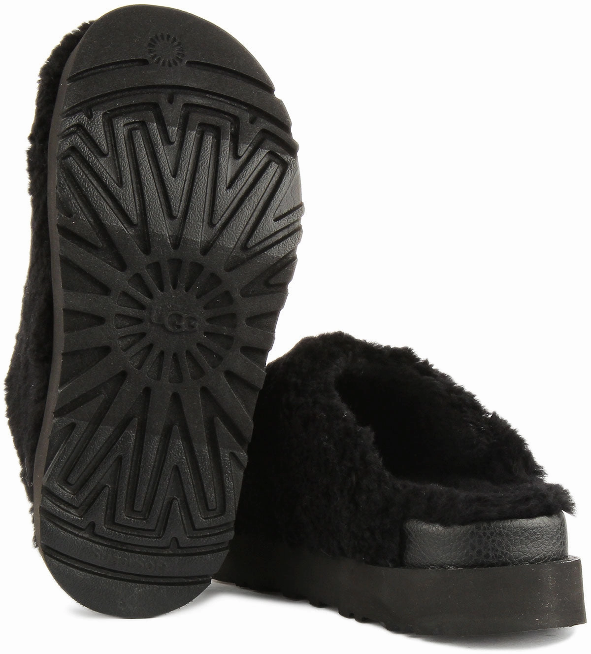 Ugg Australia Fuzz Sugar In Black For Women Travel Glide Step-On Layer