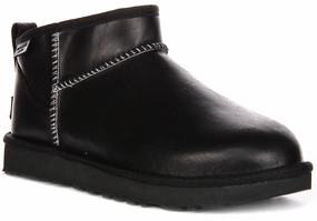 Light Gear Foot Flex Ugg Australia Ultra Mini Leather In Black For Women