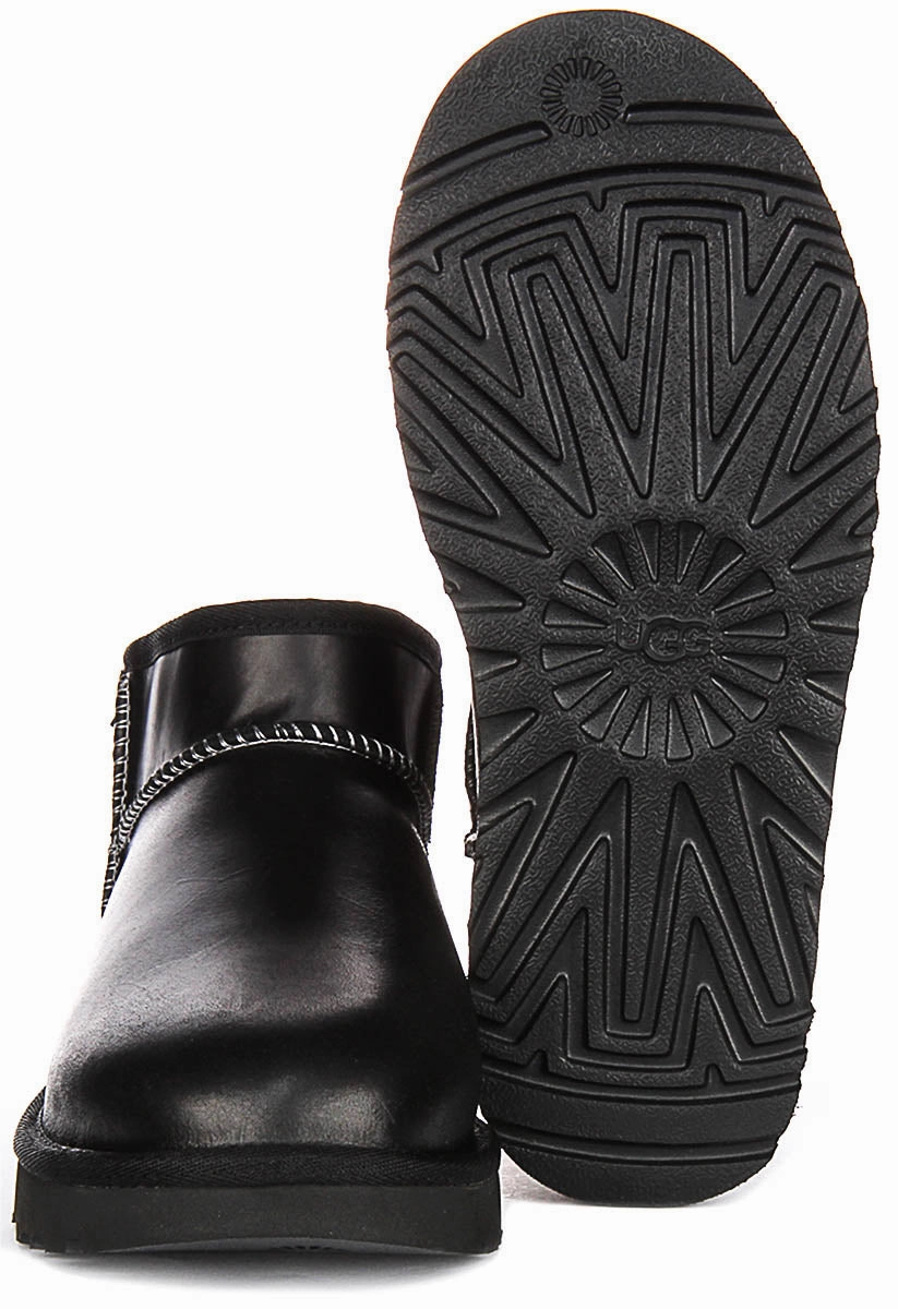 Ugg Australia Ultra Mini Leather In Black For Women Trail Control Boots