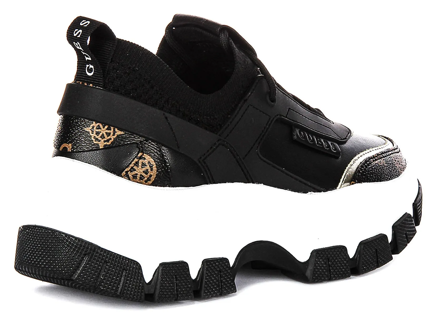 Ultra Breath Guess Braydin Neoprene Sneakers In Black Brown For Women