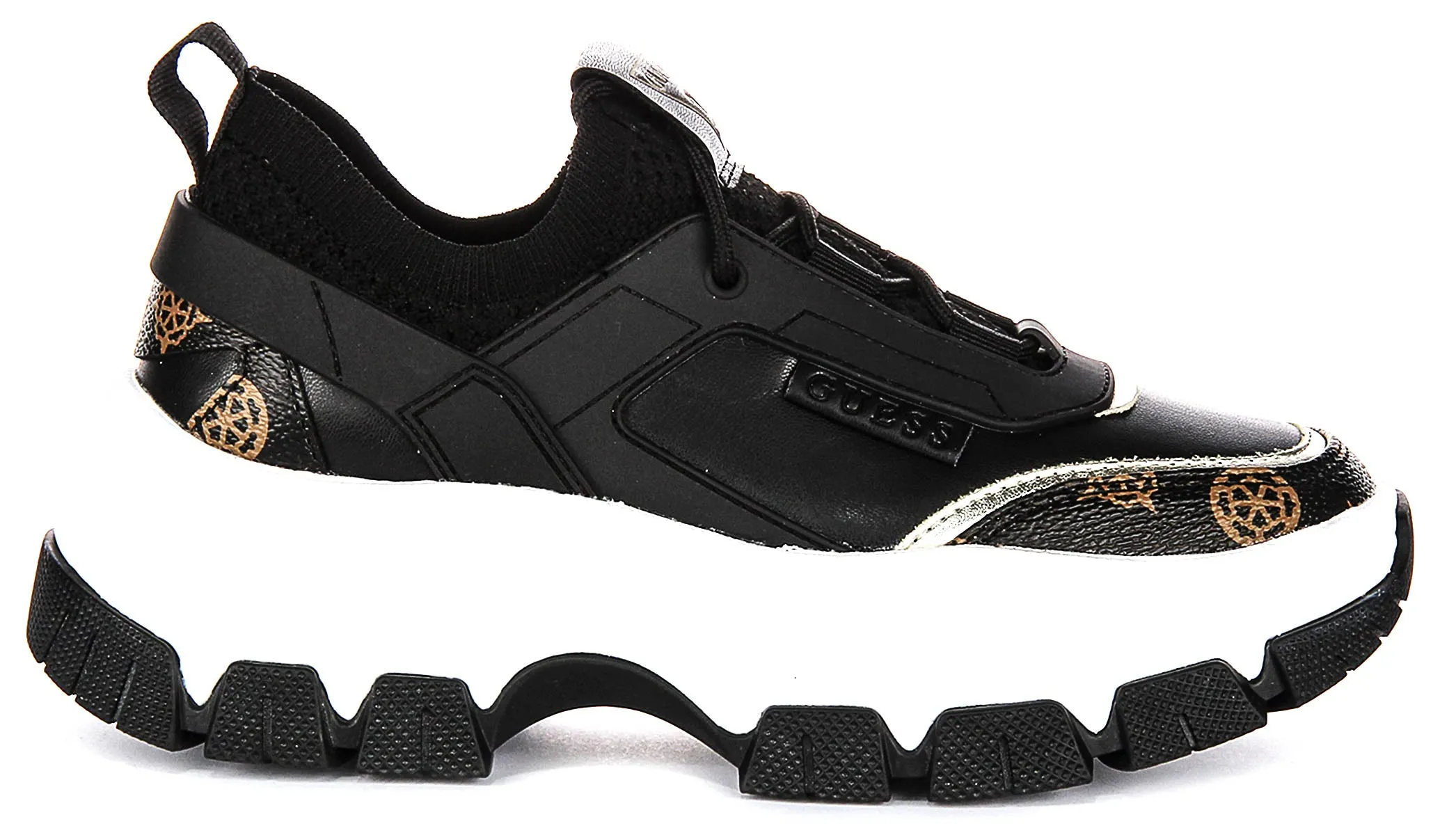 Ultra Breath Guess Braydin Neoprene Sneakers In Black Brown For Women