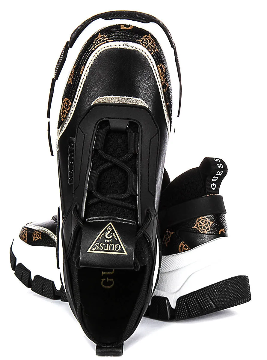 Ultra Breath Guess Braydin Neoprene Sneakers In Black Brown For Women