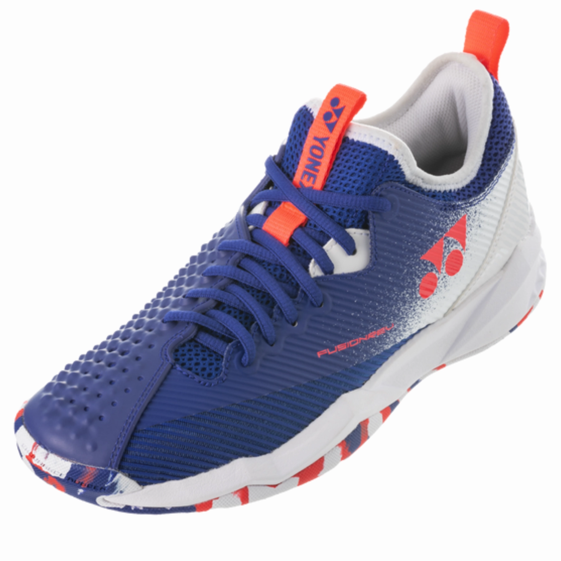 Ultra-soft feel Yonex  2022 Fusion Rev 4 Mens All Court Tennis Shoes - White/Royal Blue