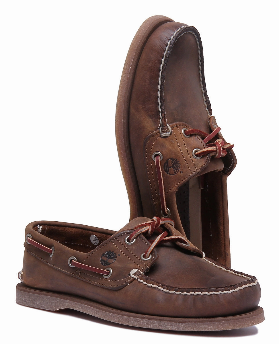 Urban Smart Edge Timberland Classic 2 Eyelet Boat Shoe In Brown For Men