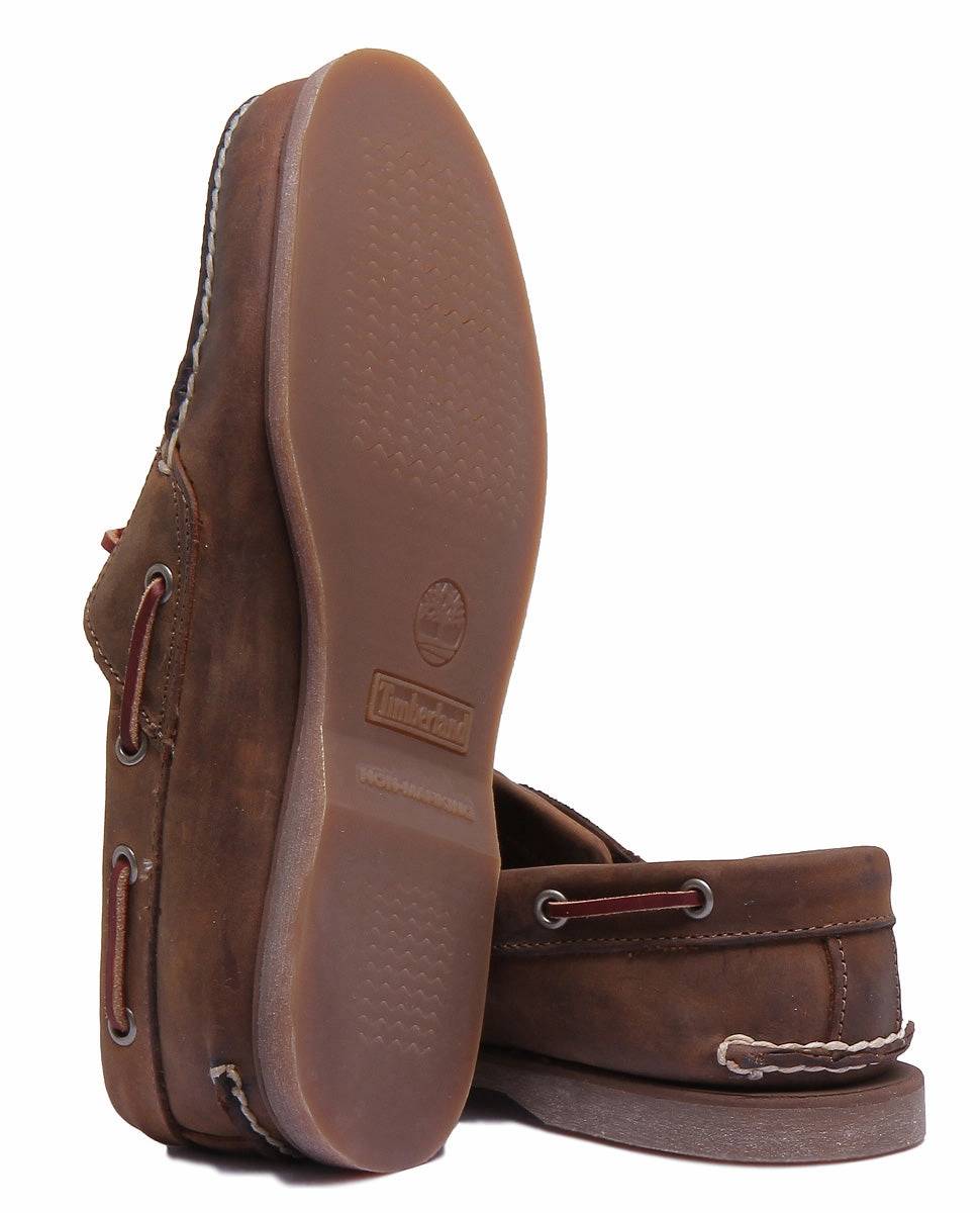 Urban Smart Edge Timberland Classic 2 Eyelet Boat Shoe In Brown For Men