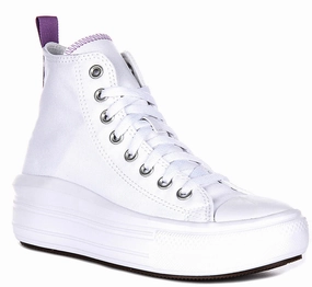 Converse All Star Move Hi A03667C In White Purple For Junior outdoor chill Urban Sleek