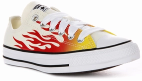 Converse All Star Low A09889C In White Red Flame Short Step Travel Snap