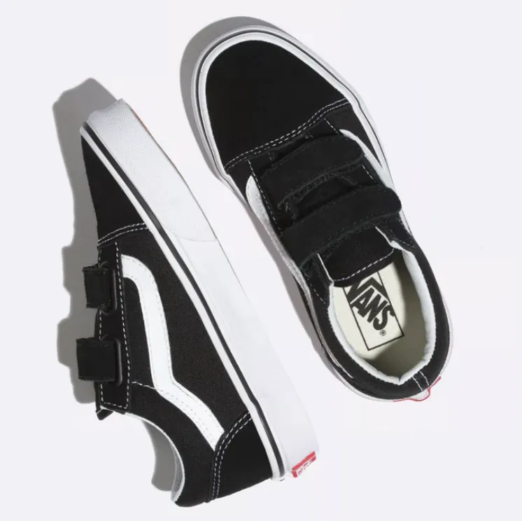 Air Flow Enhanced design VANS Old Skool V Black/True White Kids VN000VHE6BT (LF)