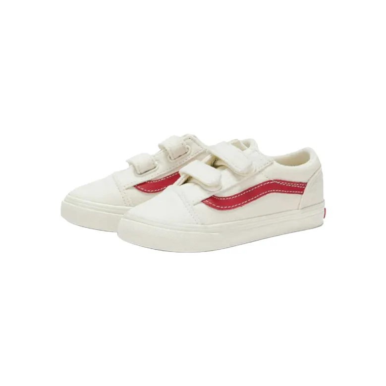 VANS Old Skool V Marshmallow Racing Red Toddlers (LF) Soft Arch