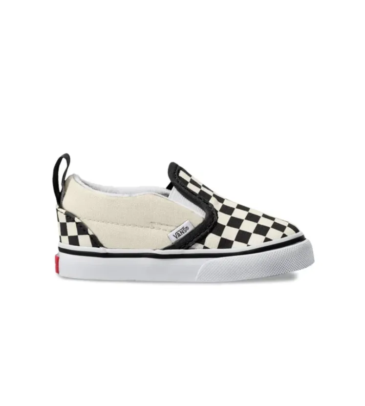VANS Toddlers Slip On V Checkerboard Black/White (LF) Trail grip