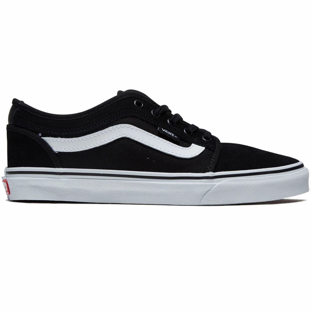 Vans Chukka Low Sidestripe Shoes - Black/White Quick Turn