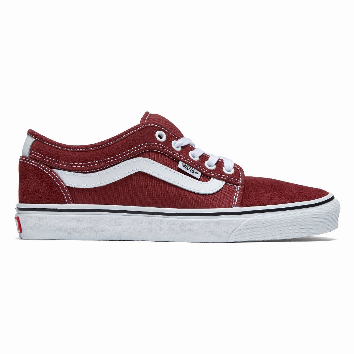 Vans Skate Chukka Low Sidestripe Shoes - Burgundy/White Grip Comfort Skate Style