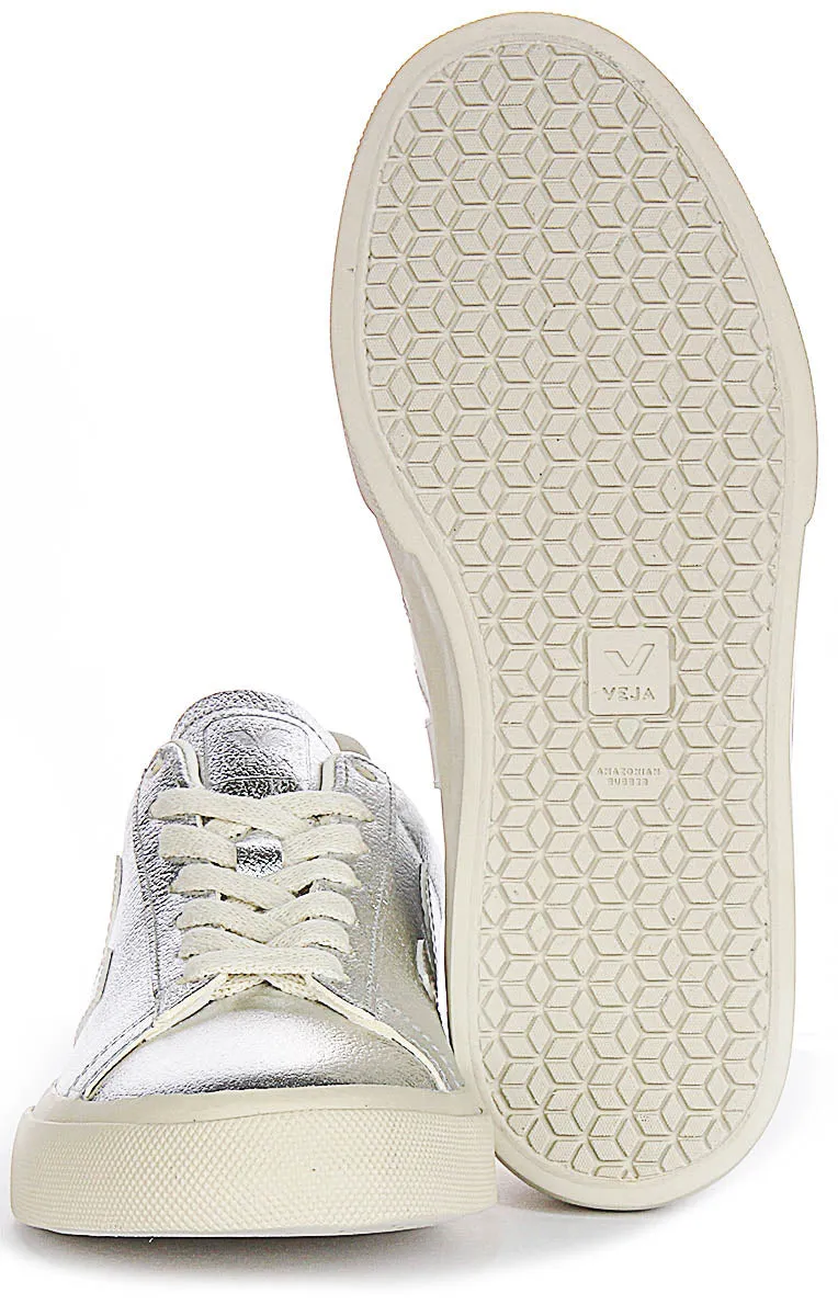 Veja Campo Chromefree In Silver White For Women Cushioned