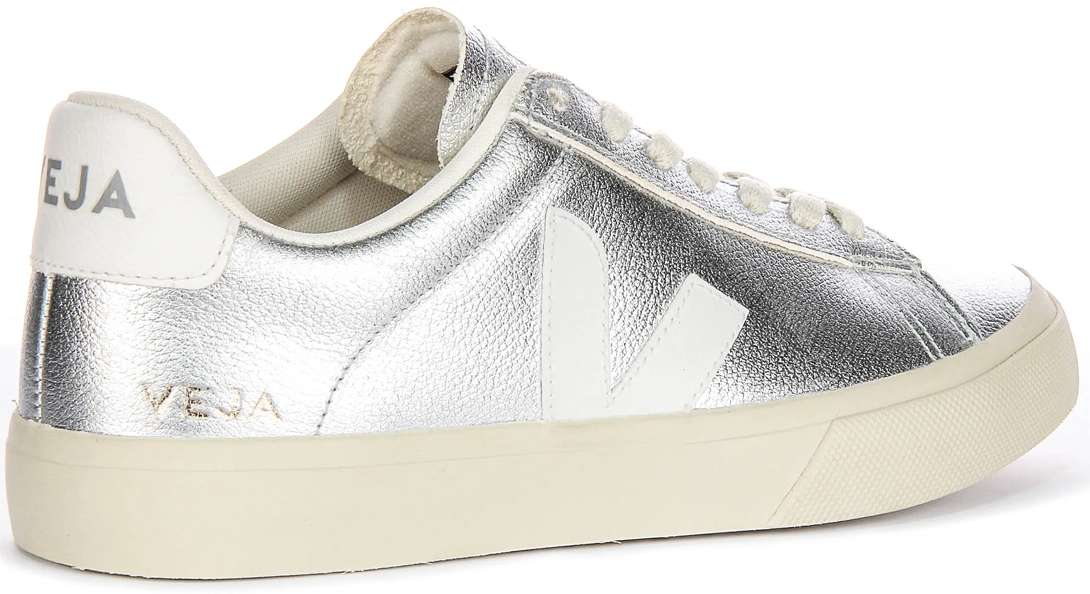 Veja Campo Chromefree In Silver White For Women Cushioned