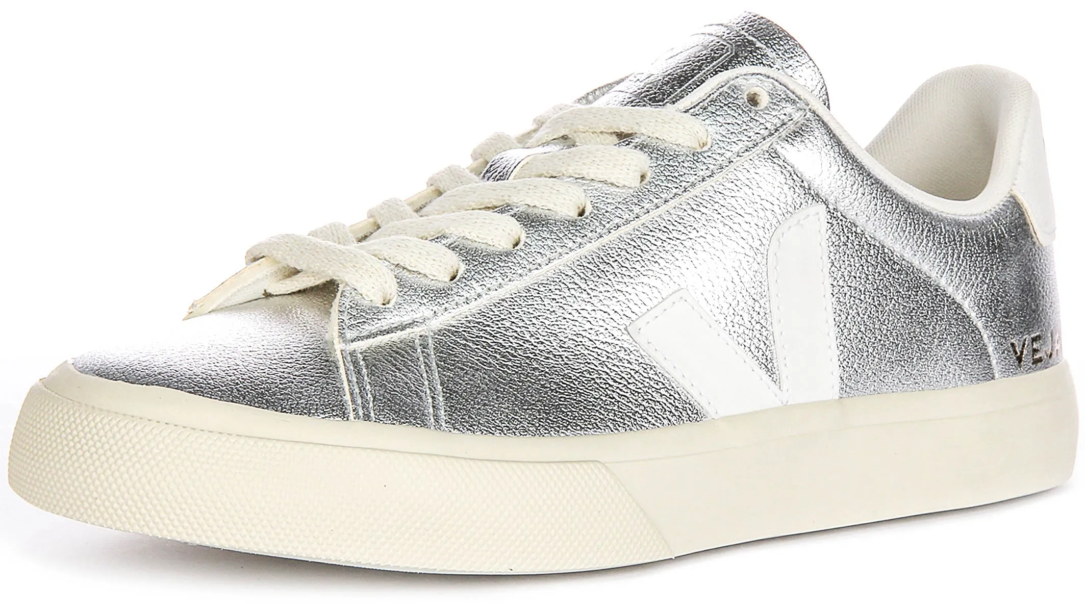 Veja Campo Chromefree In Silver White For Women Cushioned