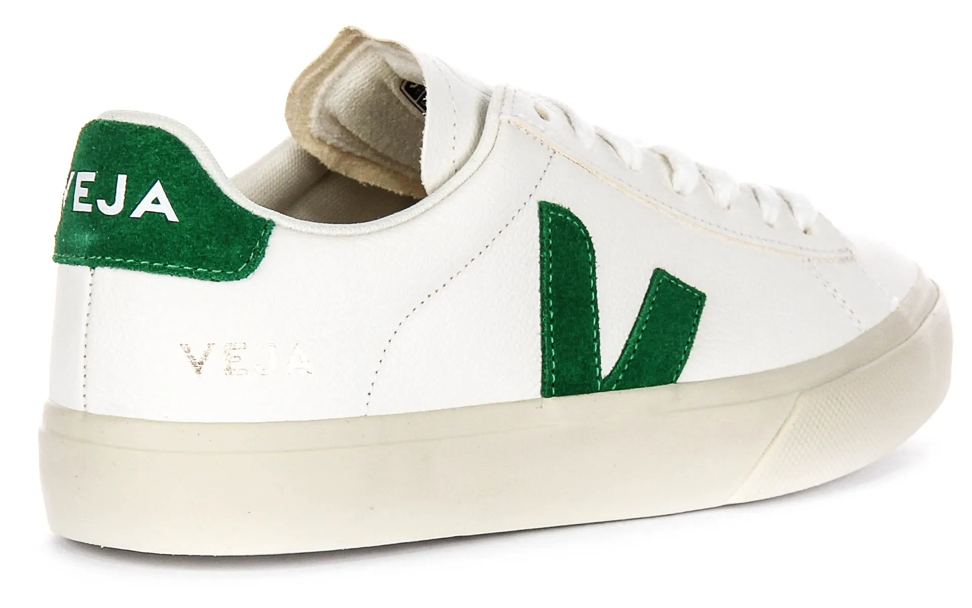 Veja Campo Leather In White Green For Women Mid Support