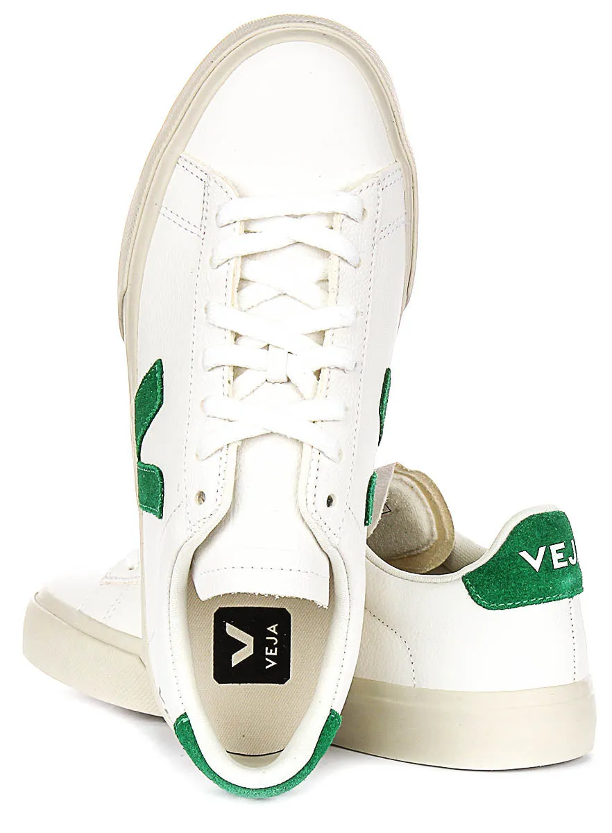 Veja Campo Leather In White Green For Women Mid Support
