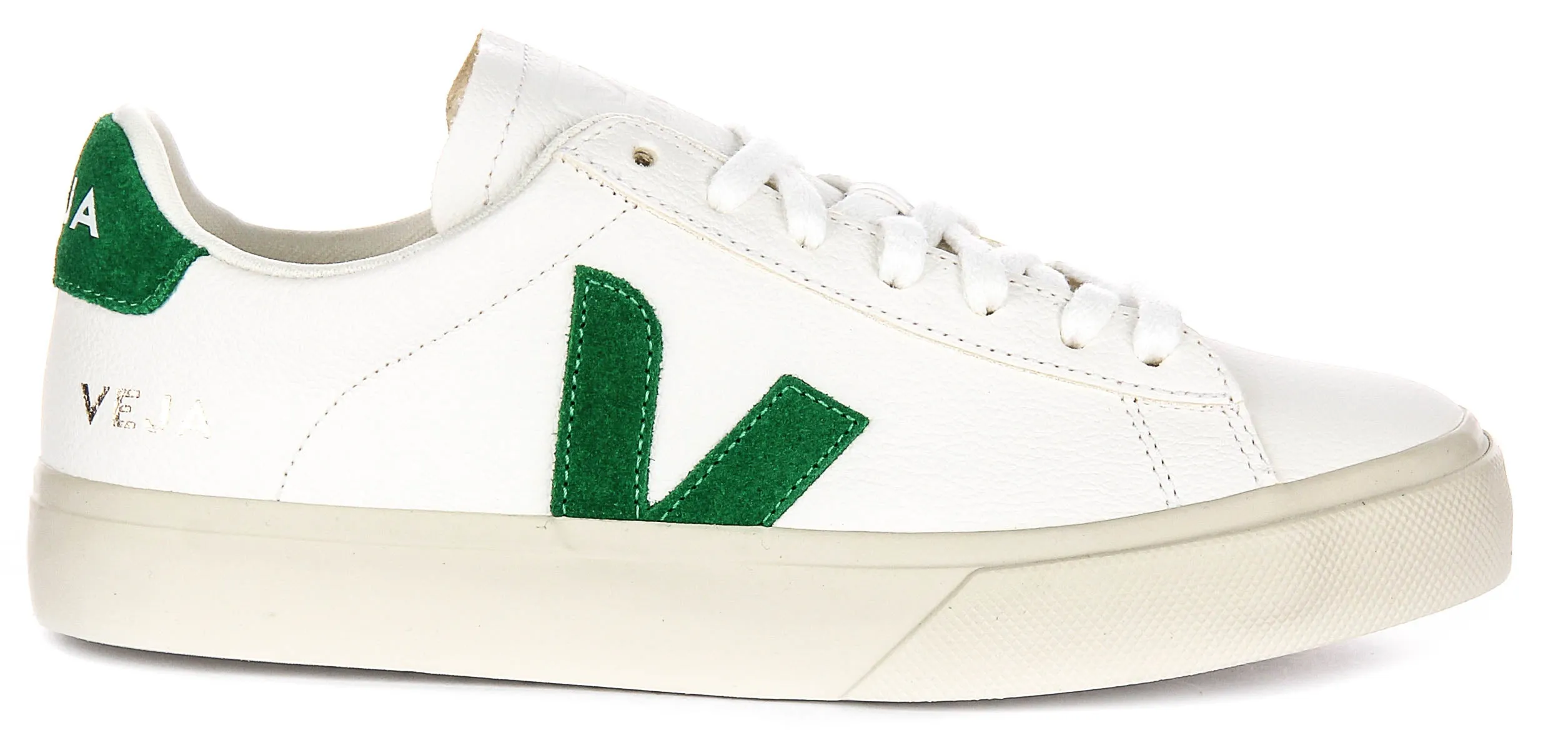 Veja Campo Leather In White Green For Women Mid Support