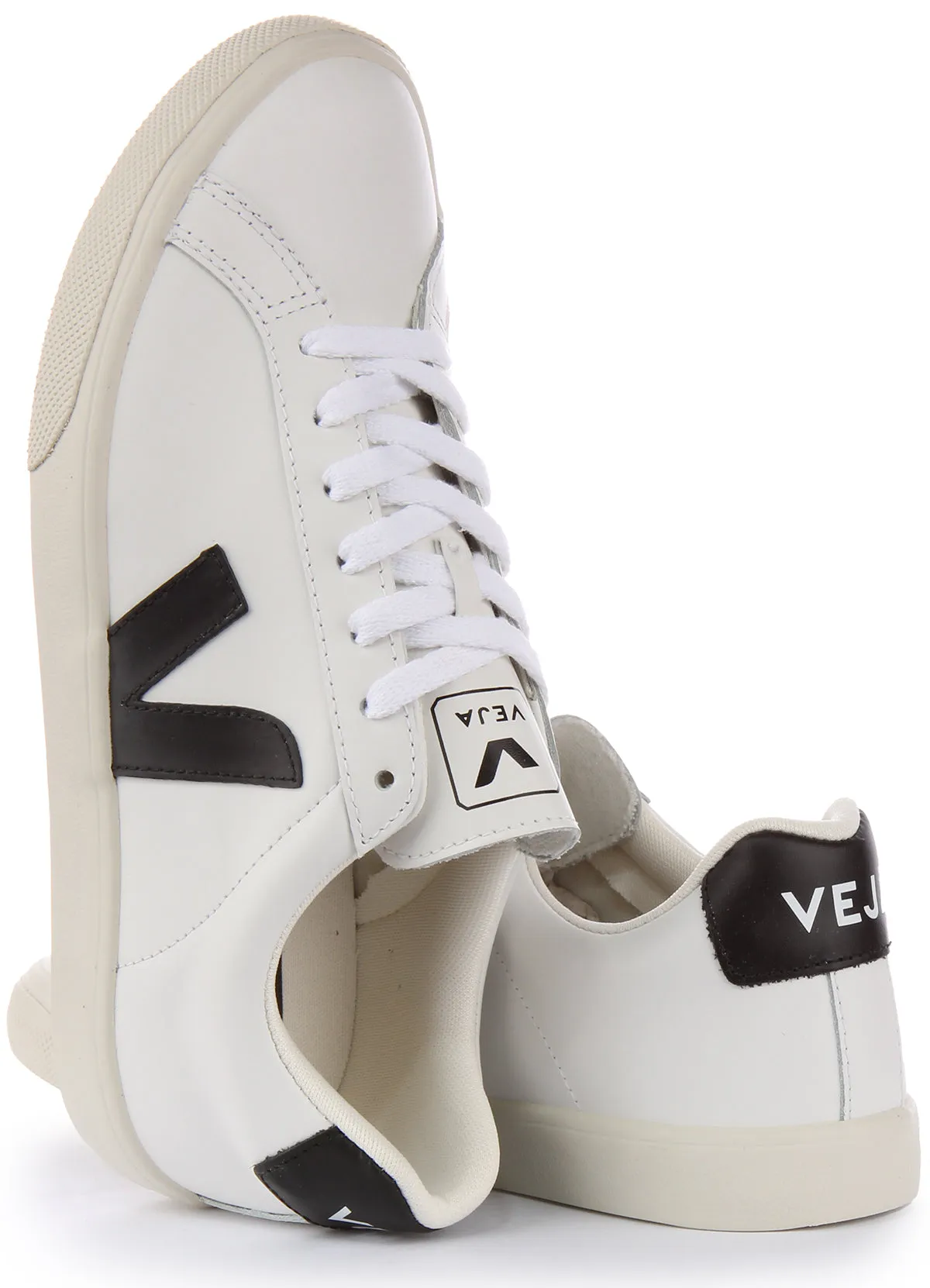 Veja Esplar Leather In White Black For Women Stretch Zone