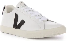 Stretch Grip Heel Foam Veja Esplar Leather In White Black For Women