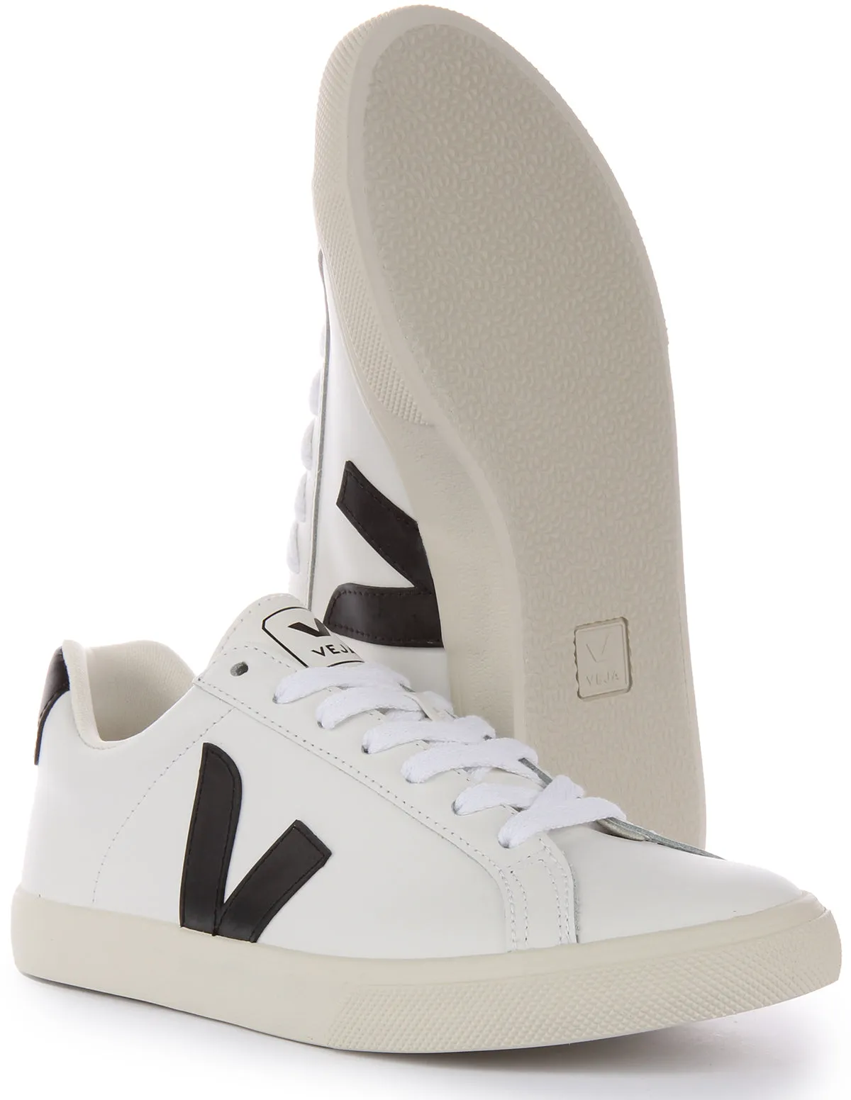 Veja Esplar Leather In White Black For Women Stretch Zone