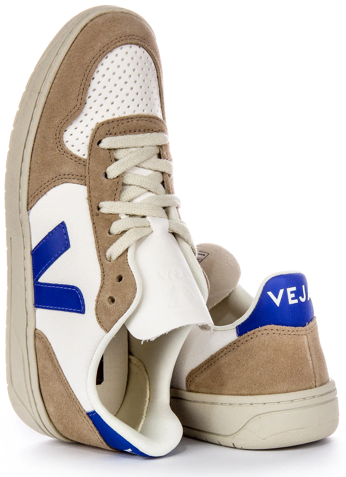 Veja V 10 Chromefree In White Navy For Women Trail Power