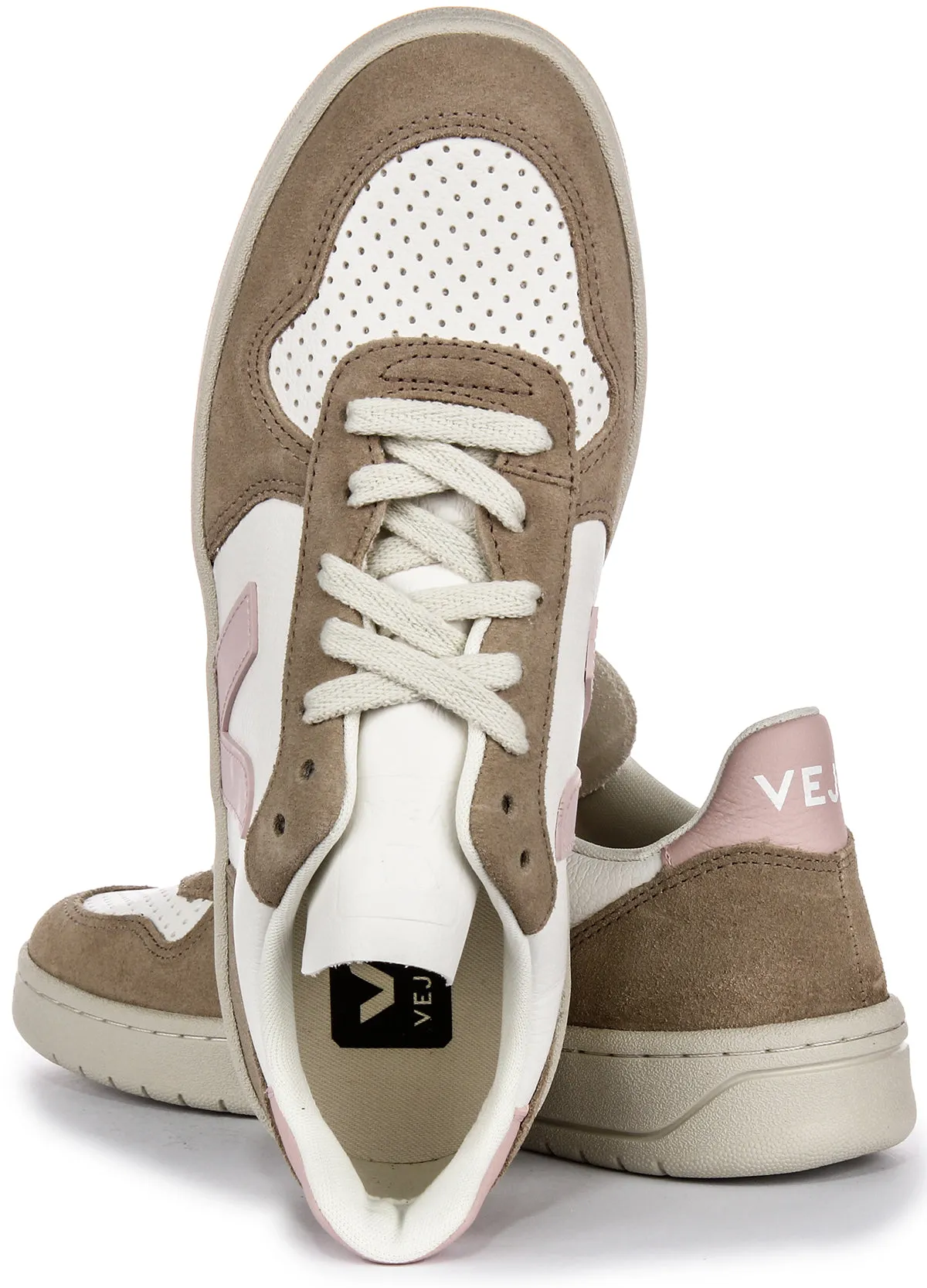 Veja V 10 Chromefree In White Pink For Women Easy Flex