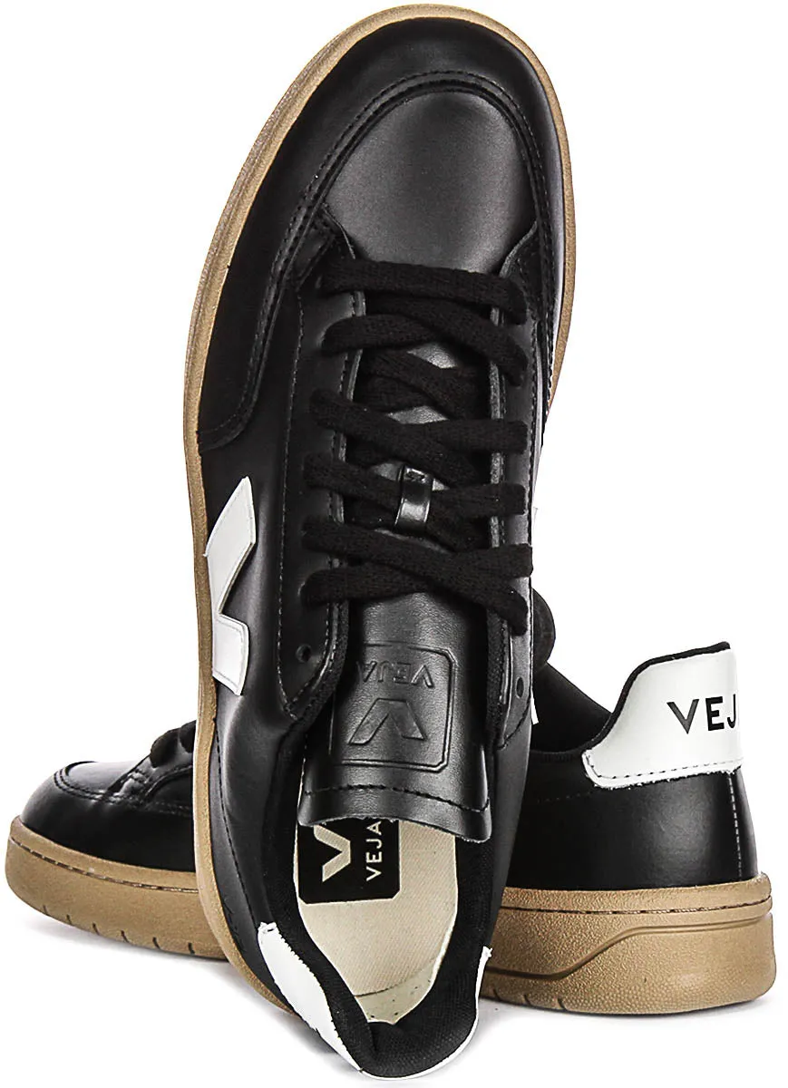 Veja V-12 Leather In Black White For Women Peak Comfort