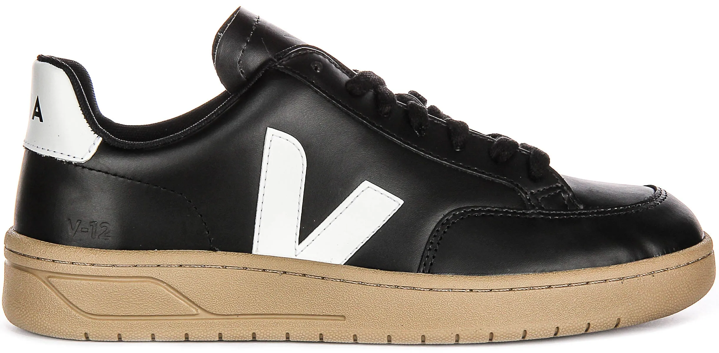 Veja V-12 Leather In Black White For Women Peak Comfort