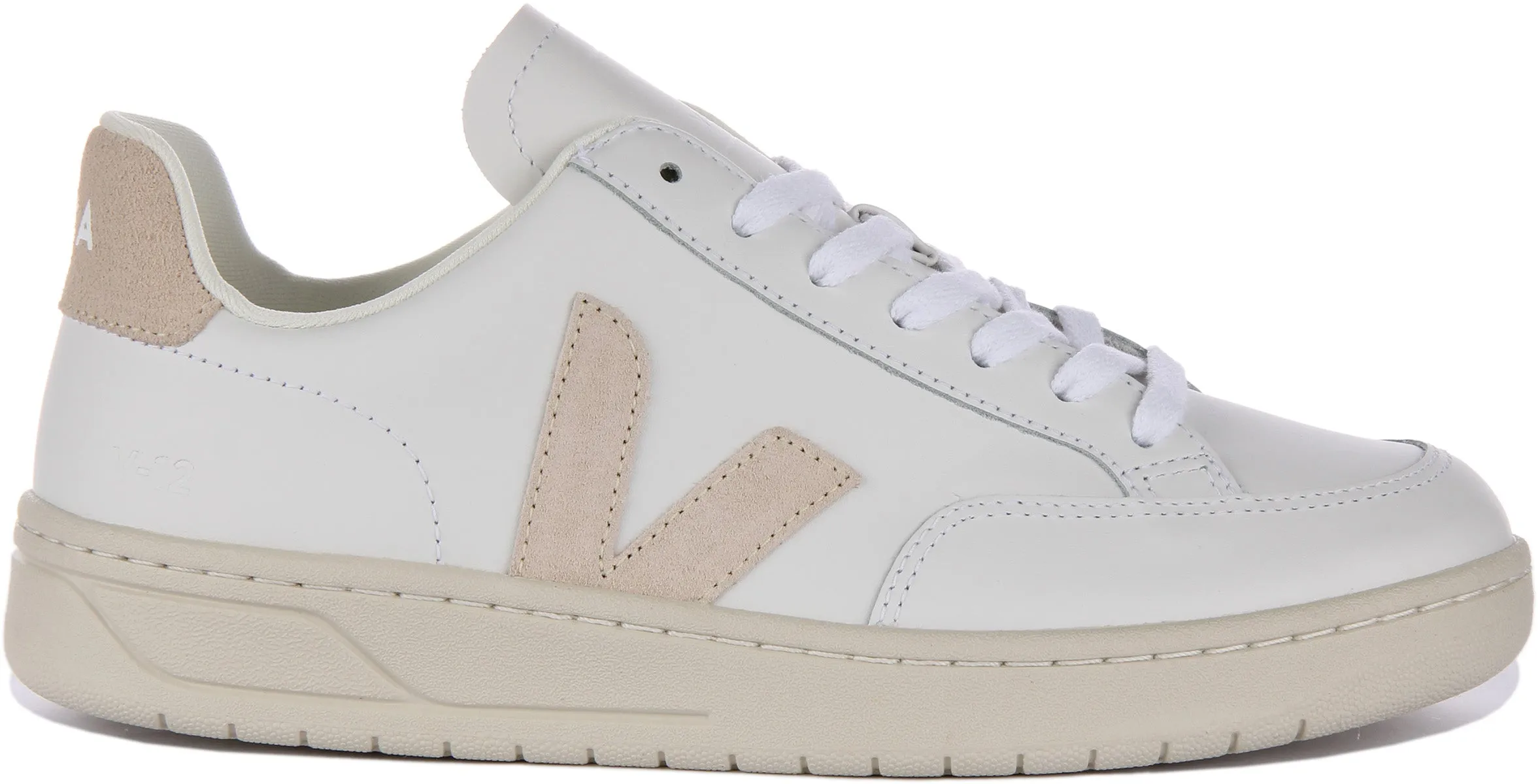 Veja V-12 Leather In White Beige For Men Foot Frame