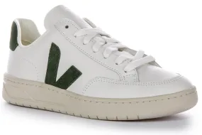 High Density Sturdy Veja V 12 Leather In White Green For Women