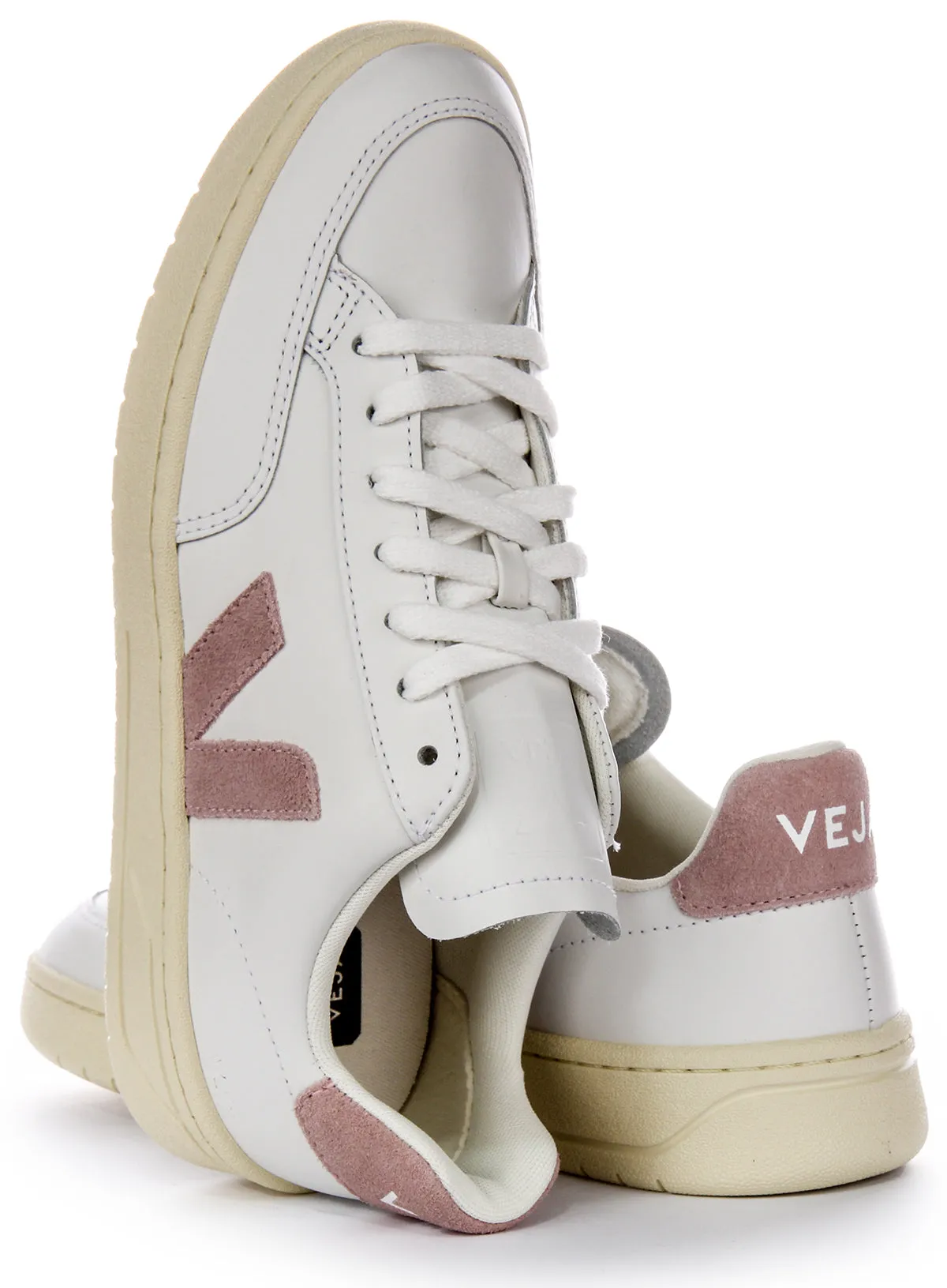 Veja V 12 Leather In White Pink For Women Fresh Comfort