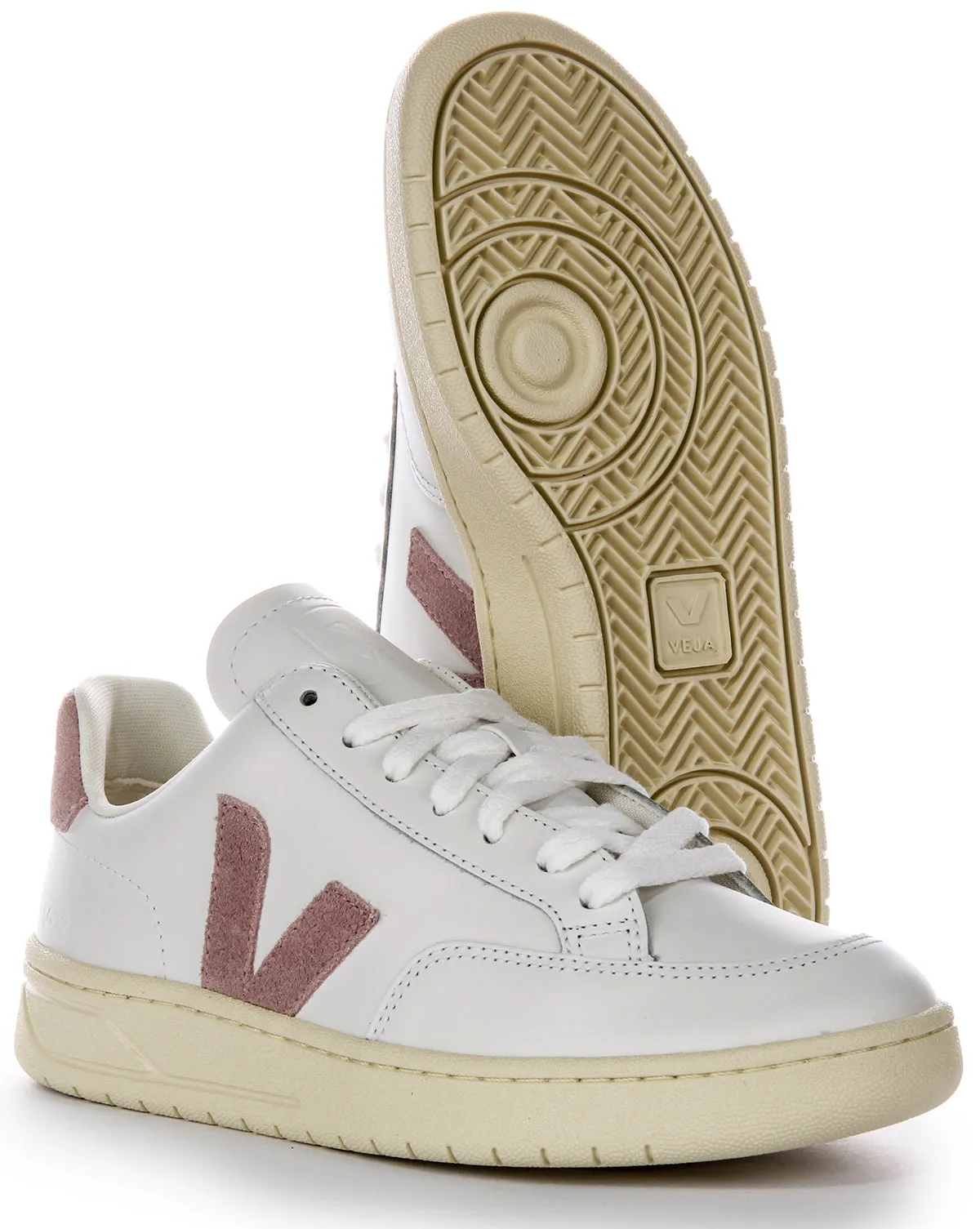 Veja V 12 Leather In White Pink For Women Fresh Comfort