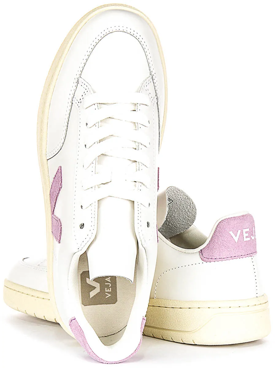 Veja V 12 Leather In White Purple For Women All Fit
