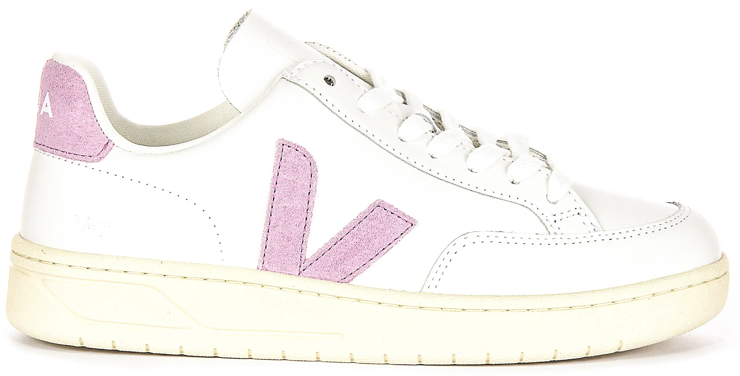 Veja V 12 Leather In White Purple For Women All Fit