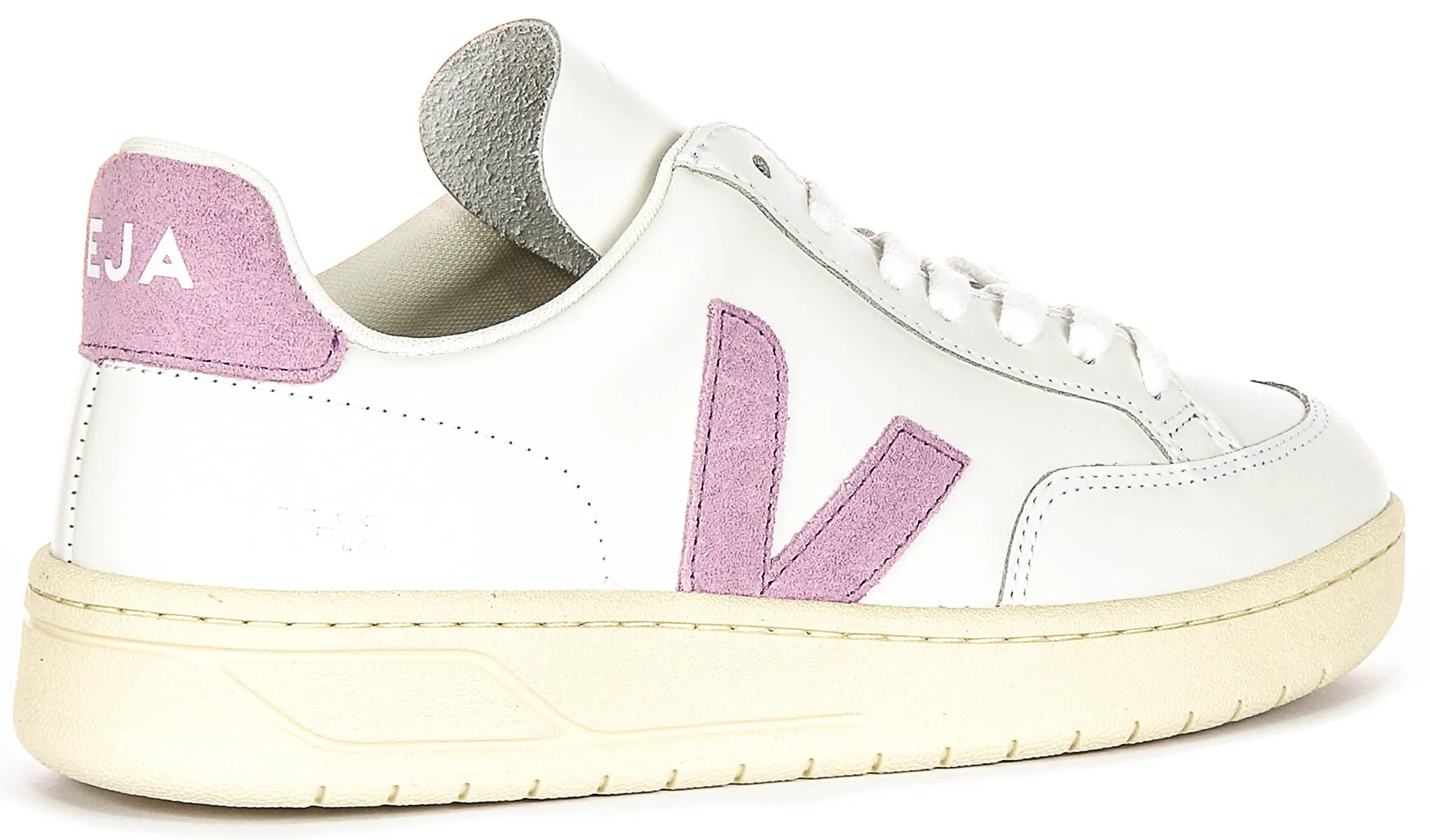 Veja V 12 Leather In White Purple For Women All Fit