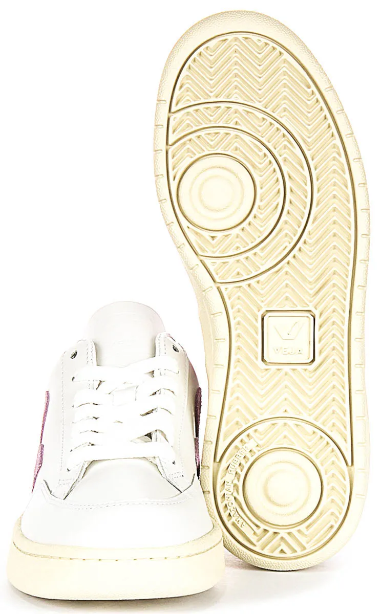 Veja V 12 Leather In White Purple For Women All Fit