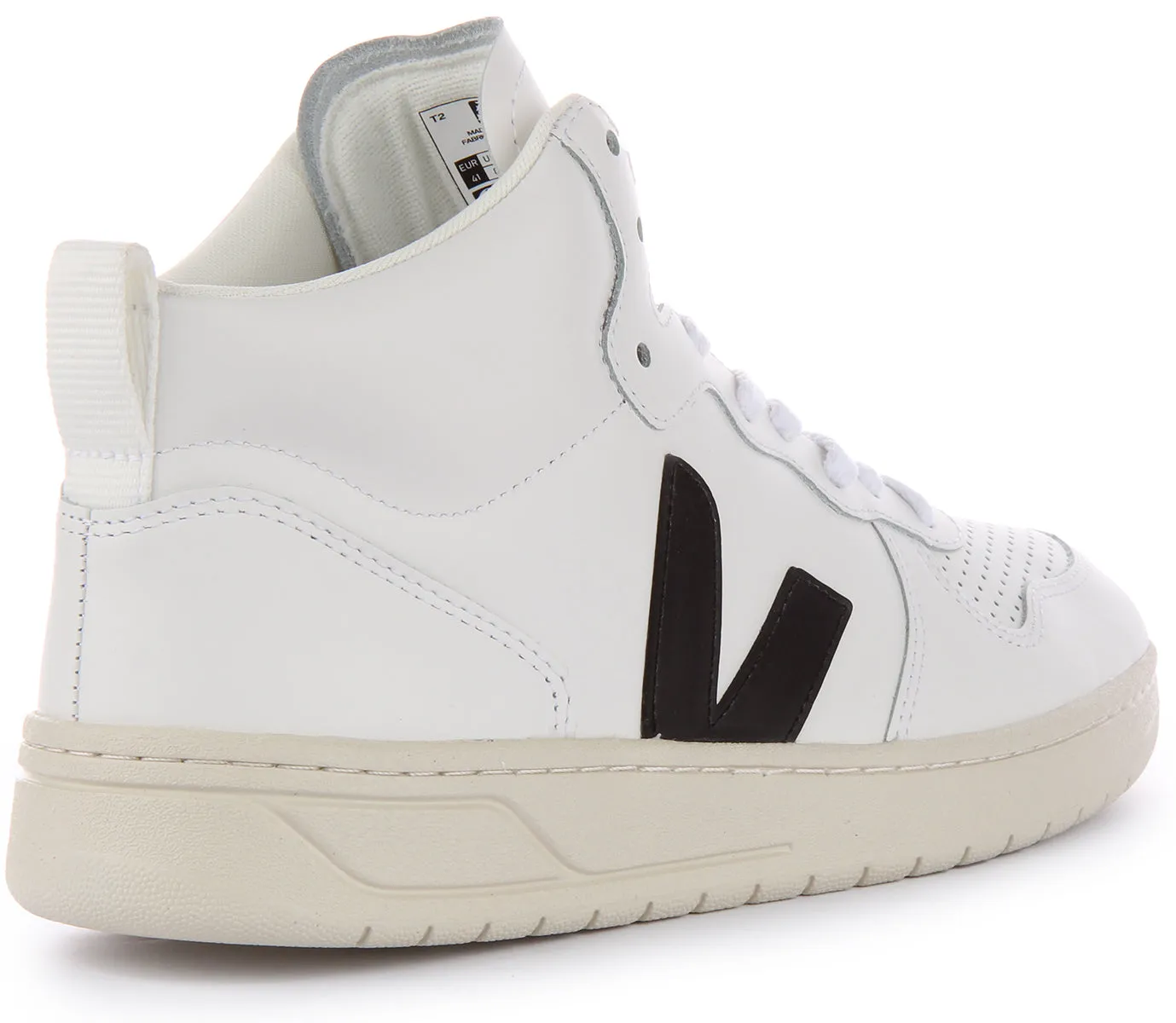 Veja V-15 Leather Trainers In White Black For Women Bounce Support