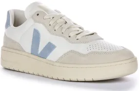 Foot Freedom Rubber Base Veja V 90 Leather In White Blue For Women