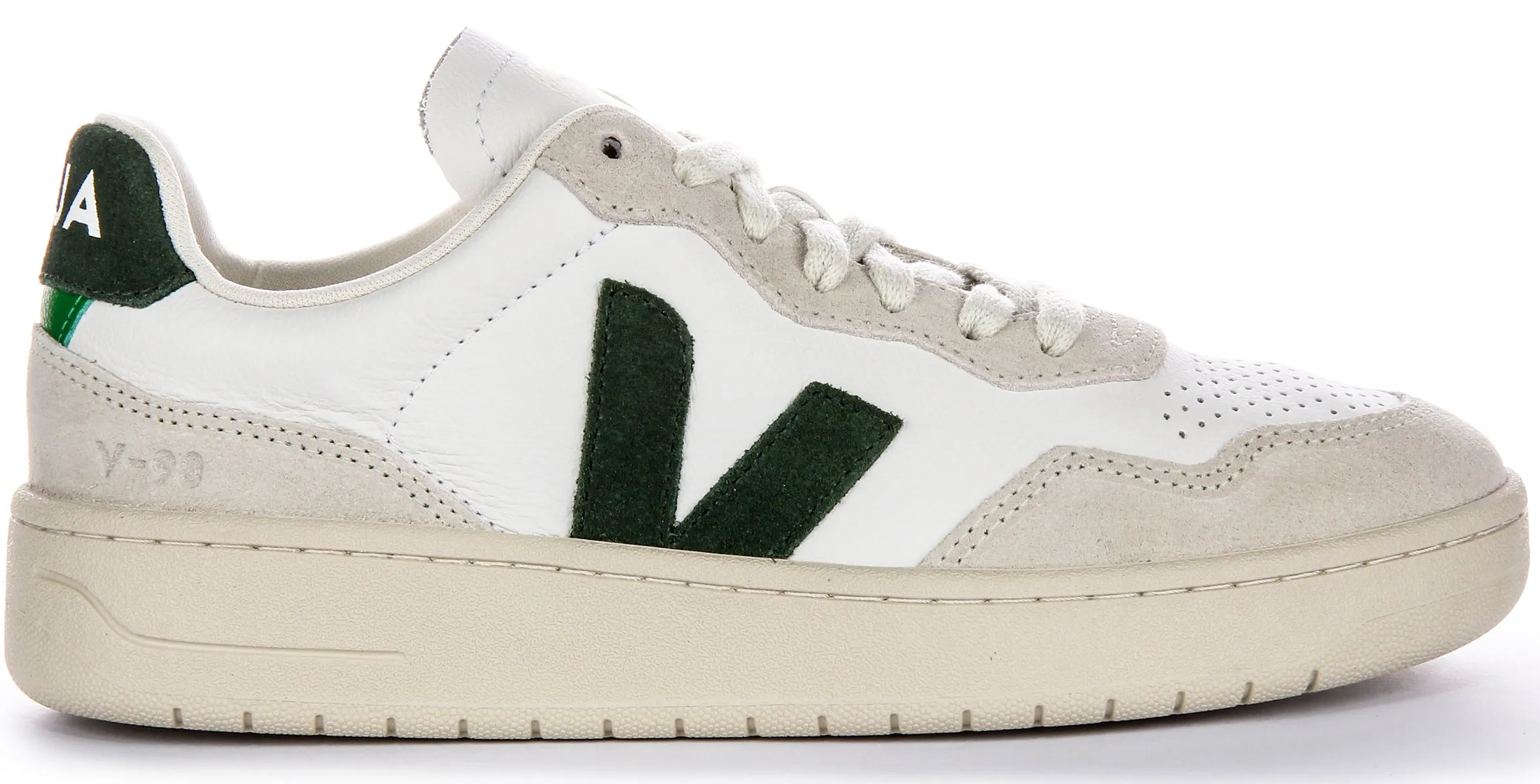 Veja V 90 Leather In White Green For Women Daily Steps