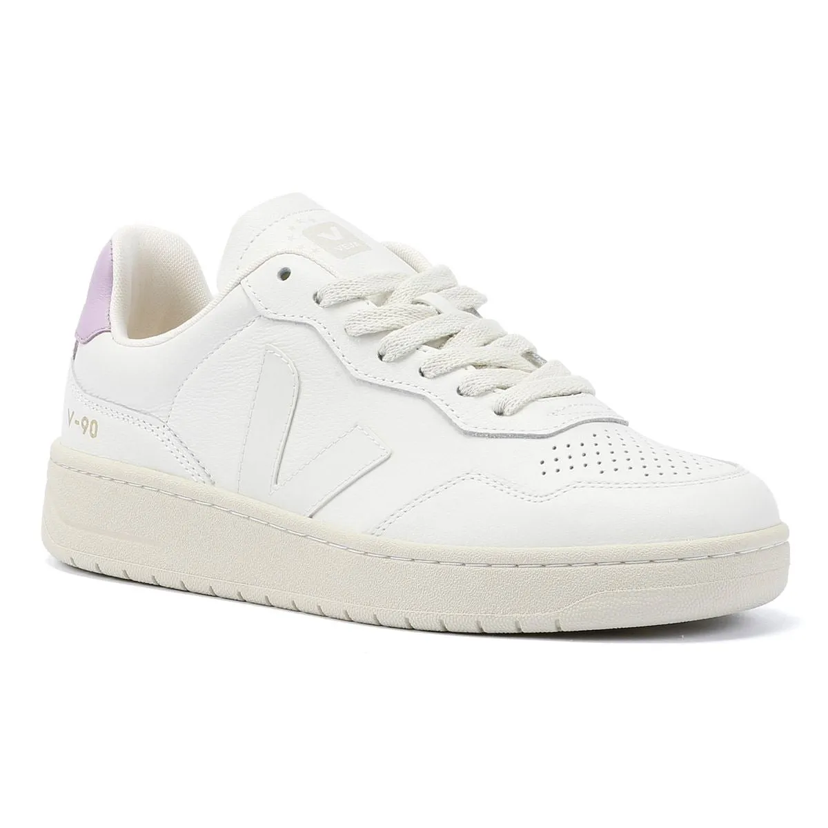 Veja V-90 Leather Women's White/Orchid Trainers Ergonomic Fit