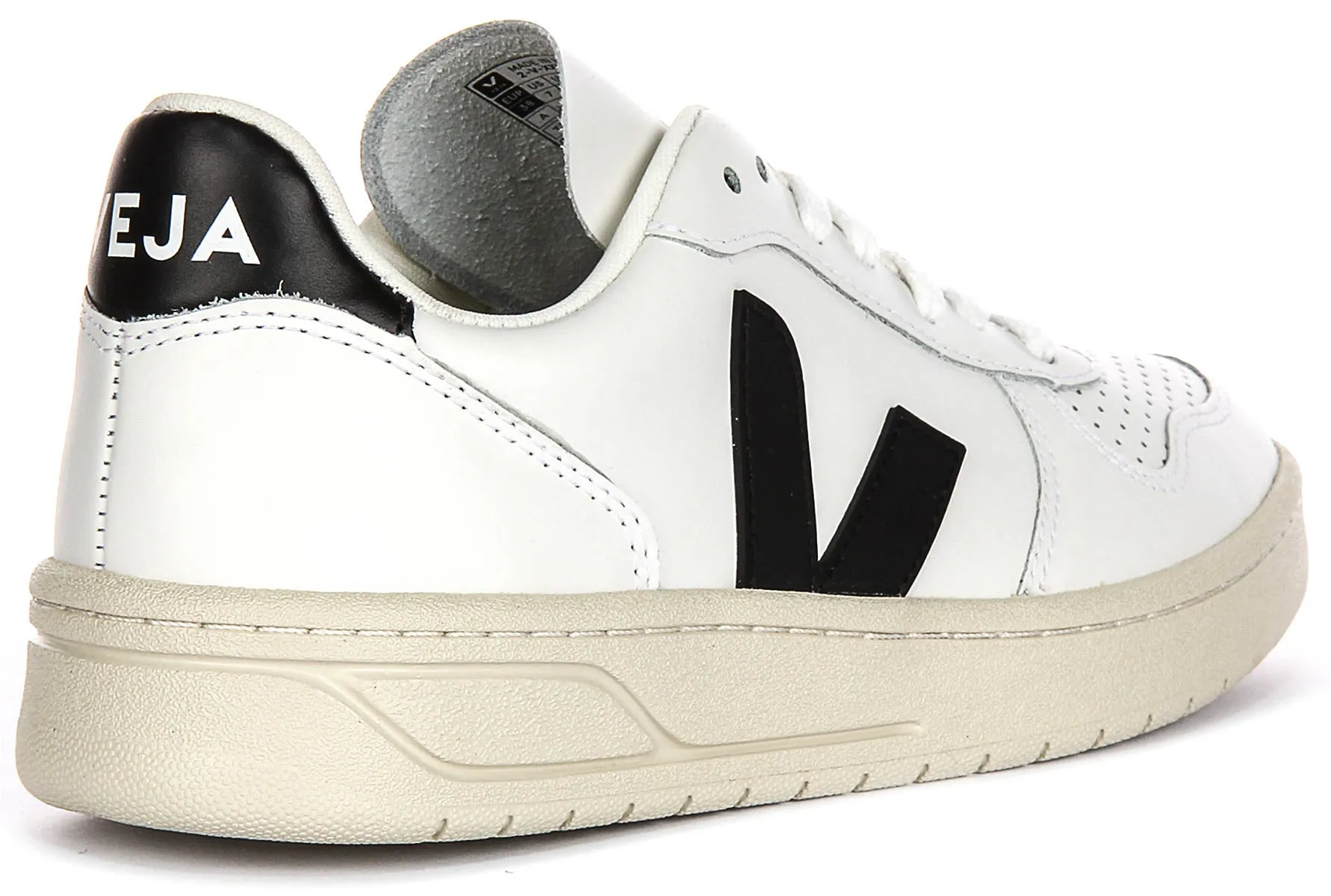 Veja V10 Leather In White Black For Women Grip Flex