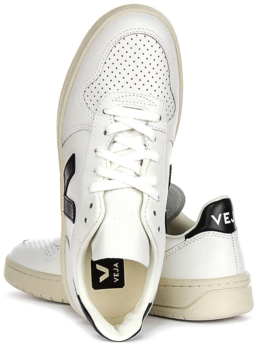 Veja V10 Leather In White Black For Women Grip Flex